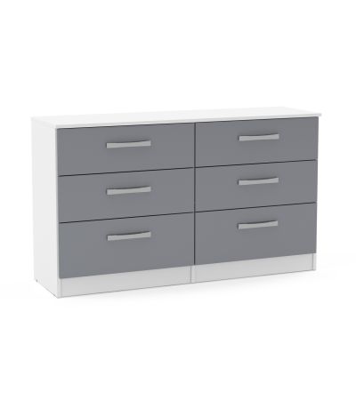 Lynx White Grey 6 Drawer Chest