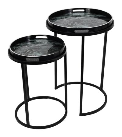 Monochrome Swirl Set of Two Side Tables by Libra | Style Our Home