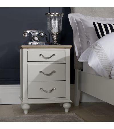 Montreux Soft Grey & Washed Oak 3 Drawer Nightstand - Style Our Home