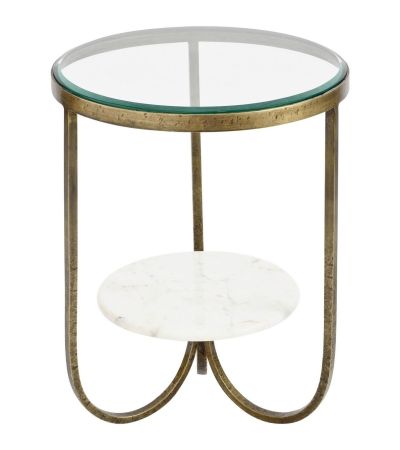 Nolita White Marble And Antique Gold Iron Side Table - Style Our Home 
