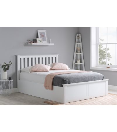 Phoenix White Small Double Ottoman Bed