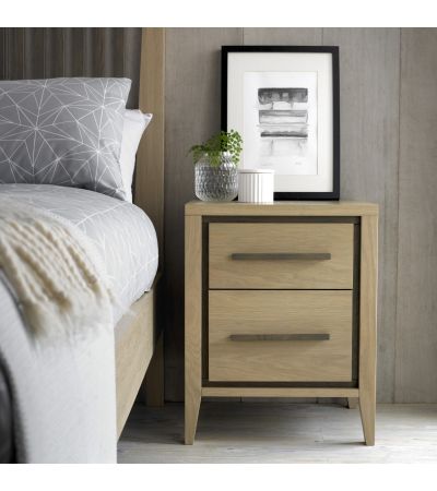 Bentley Designs Rimini Aged & Weathered Oak 2 Drawer Nightstand  