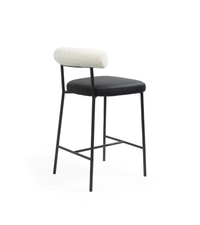 Alita Stool - Mustang Black & Chex Bouclé Polar by Tommy Franks | Style Our Home