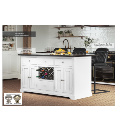 White Kitchen Island With Black Granite Top By Baumhaus Furniture | Style Our Home