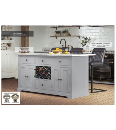 Grey Kitchen Island With White Marble Top By Baumhaus Furniture | Style Our Home 