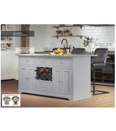 Grey Kitchen Island With Grey Granite Top By Baumhaus Furniture | Style Our Home