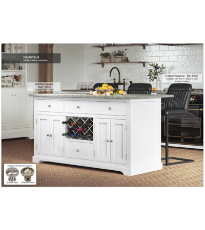 White Kitchen Island With Grey Granite Worktop By Baumhaus Furniture | Style Our Home