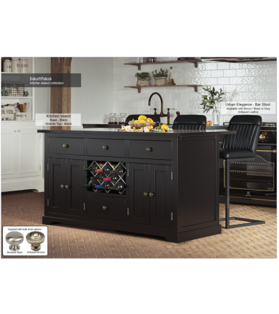 Black Kitchen Island With Black Granite Worktop By Baumhaus Furniture | Style Our Home 