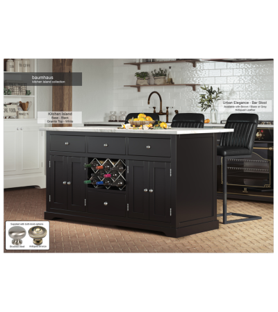 Black Kitchen Island With White Marble Worktop By Baumhaus Furniture | Style Our Home