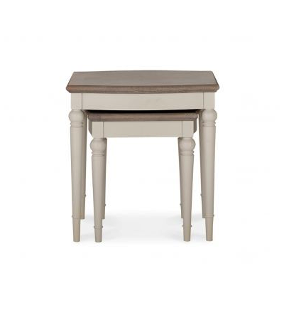 Montreux Soft Grey & Washed Oak Nest of Lamp Table - Style Our Home