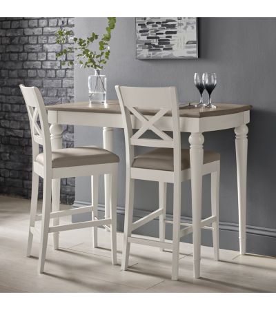 Montreux Washed Oak & Soft Grey X-Back Bar Stool - Bonded Leather (pair) - Style Our Home