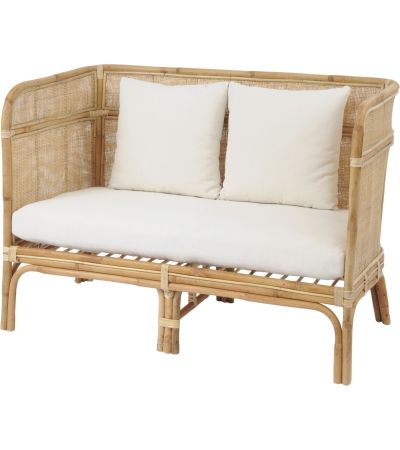 Toba Natural Rattan Bench with High Wrap Round Back  - Style Our Home 