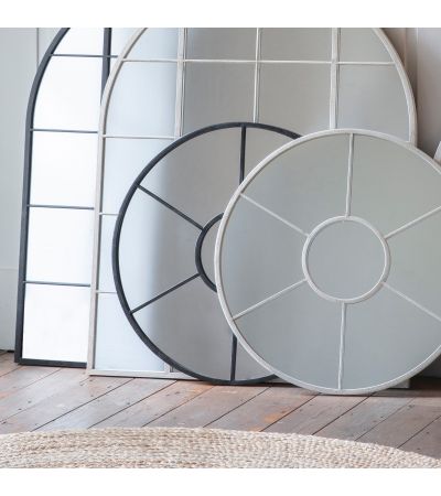 Valence Black Round Mirror