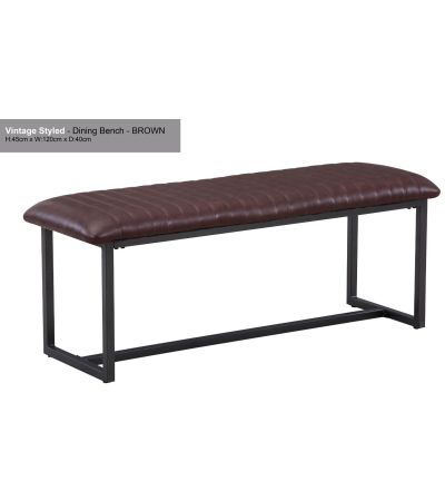 Antiqued Brown Leather Dining Bench | Style Our Home