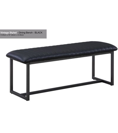 Antiqued Black Leather Dining Bench | Style Our Home
