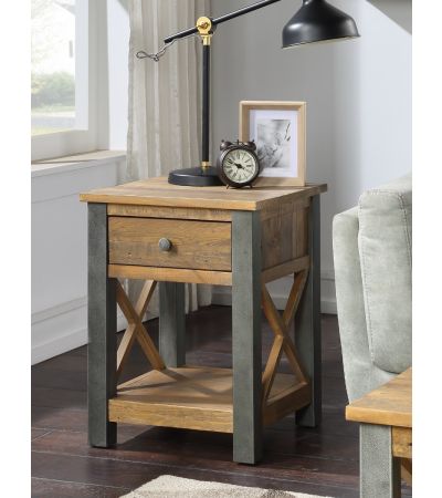 Urban Elegance - Reclaimed Lamp Table With Drawer | Style Our Home