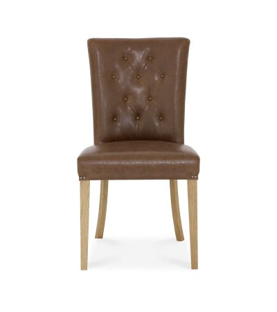 Westbury Tan Rustic Oak Upholstered Dining Chair (a pair) 