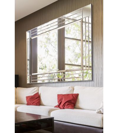 Iris All Glass Bevelled Square Corner Dress Mirror