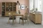 Bergen Oak 2-4 Seater Table & 2 Low Slat Back Chairs in Black Gold Fabric by Bentley Designs | Style Our Home