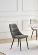 Aurelmore Grey Chenille Fabric Dining Chair with Black Metal Legs (2pk) by Shankar | Style Our Home
