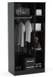 Lynx Black 3 Door 2 Drawer Wardrobe With Mirror 