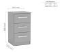 Lynx Grey 3 Drawer Bedside
