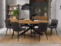 Ellipse Rustic Oak 6 Seater Table & 6 Cezanne Dark Grey Faux Leather Chairs - Black Legs by Bentley Designs | Style Our Home