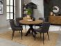 Ellipse Rustic Oak 4 Seater Table & 4 Cezanne Dark Grey Faux Leather Chairs - Black Legs by Bentley Designs | Style Our Home