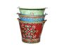 Set of 3 Hand Painted Buckets