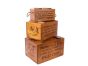 Set of 3 Rustic Vintage Wooden Lidded Chest Boxes - India Co