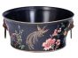 Black Lyre Bird Design Round Bowl with Handles