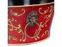 Red Floral Design Round Bowl with Handles