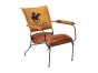 Metal Frame Chair with Padded Brown Seat & Armrest