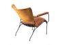 Metal Frame Chair with Padded Brown Seat & Armrest
