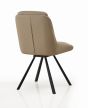 Monteley Cream Leather Effect Swivel Dining Chair – Black Metal Tapered Legs (2pk)