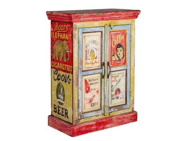 Carnival Hand Painted Vintage Ad 2 Door Cabinet