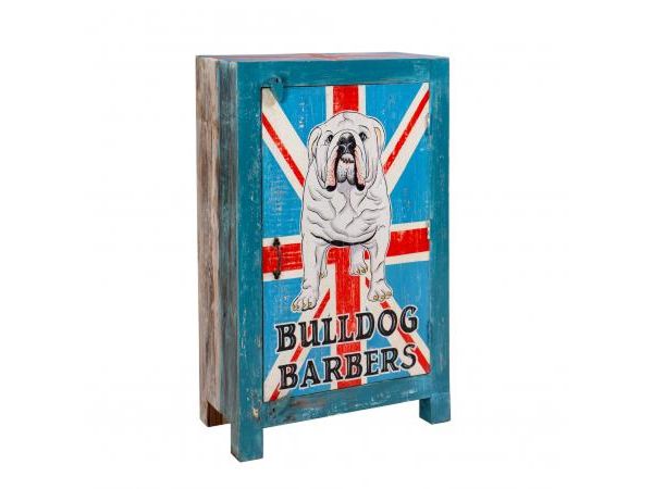 Carnival Hand Painted British Bulldog Narrow 1 Door Cabinet