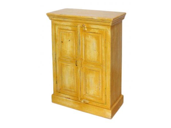 Florence Meadows Hand Painted Yellow Crack Finish 2 Door Cabinet