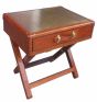 Campaign Leather Collection Brass Side Table with Brass Top - Cogn | Style Our Home