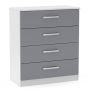 Lynx White Grey 4 Drawer Chest