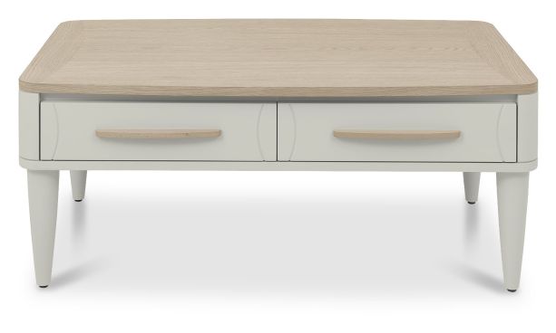Larsen Scandi Oak & Soft Grey Coffee Table with Drawer by Bentley Designs | Style Our Home