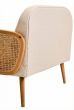 Cevora Ivory Fabric and Cane 2 Seat Sofa with Elm Wood Legs