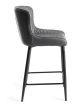 Upholstered Dark Grey Diamond Bar Stool with Black Frame (Pair)
