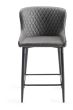 Upholstered Dark Grey Diamond Bar Stool with Black Frame (Pair)