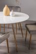 Francesca White Marble Effect Tempered Glass 4 seater Dining Table with Matt Gold Plated Legs - Style Our Home