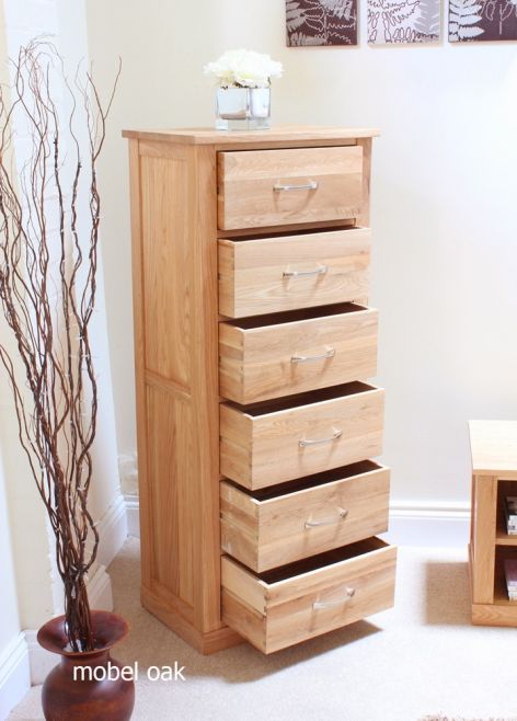 Baumhaus Mobel Oak Tallboy (6 Drawer) - Style Our Home