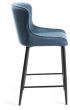 Cezanne - Petrol Blue Velvet Fabric Bar Stool with Black Legs (Pair)
