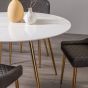 Francesca White Marble Effect Tempered Glass 4 seater Dining Table with Matt Gold Plated Legs - Style Our Home