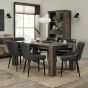 Logan Fumed Oak 6 Seater Table & 6 Cezanne Dark Grey Faux Leather Chairs - Black Legs by Bentley Designs | Style Our Home