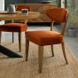 Ellipse Rustic Oak Upholstered Chair - Rust Velvet Fabric (Pair) by Bentley Designs | Style Our Home